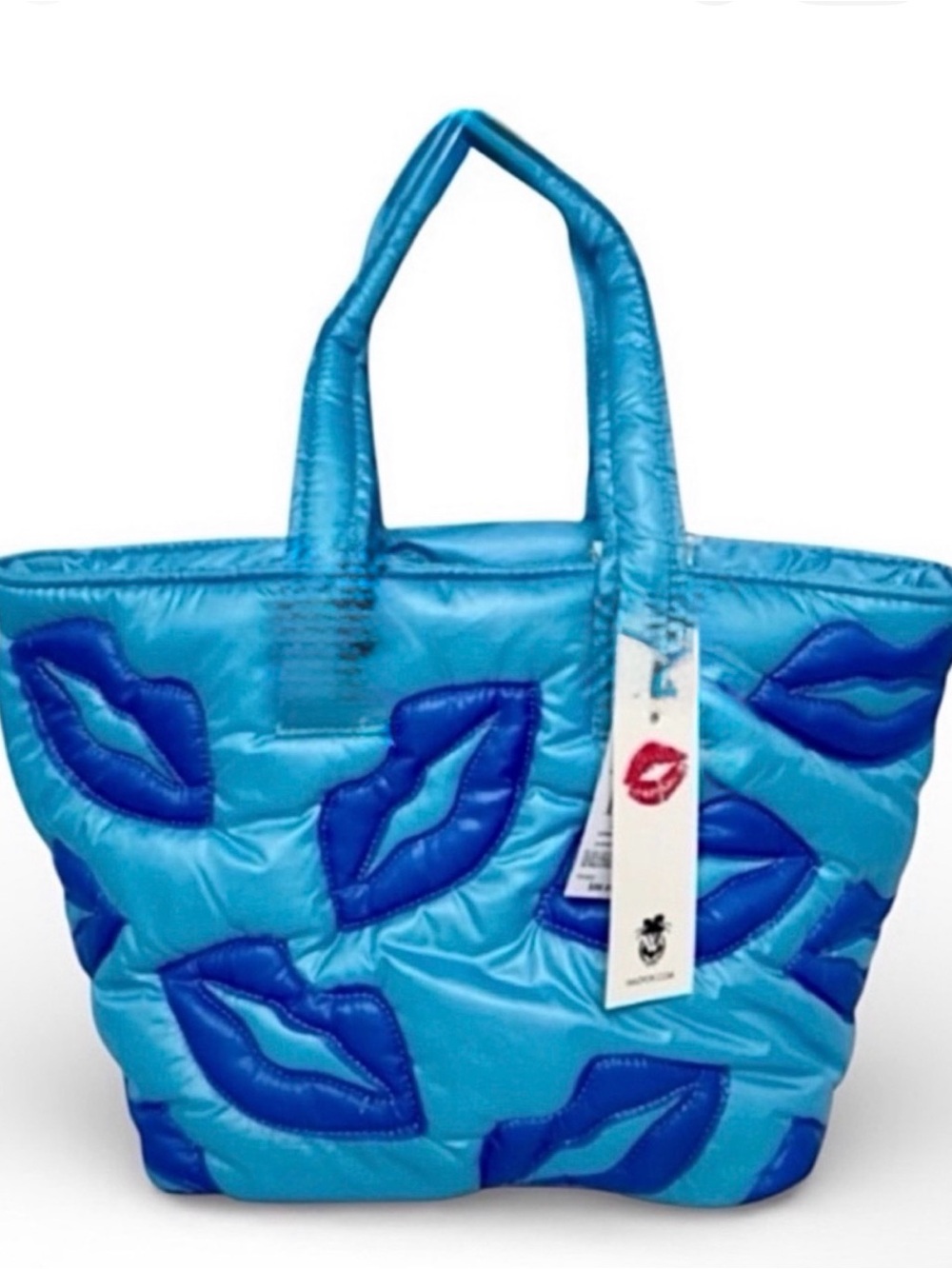 NEW WILDFOX BLUE PUFFER LIPS  TOTE BAG  SCHOOL BEACH POOL NWT SEALED $98